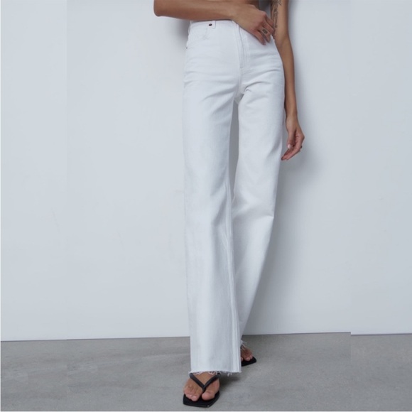 Zara wide leg high waist full length denim jeans size 2 - Picture 3 of 11